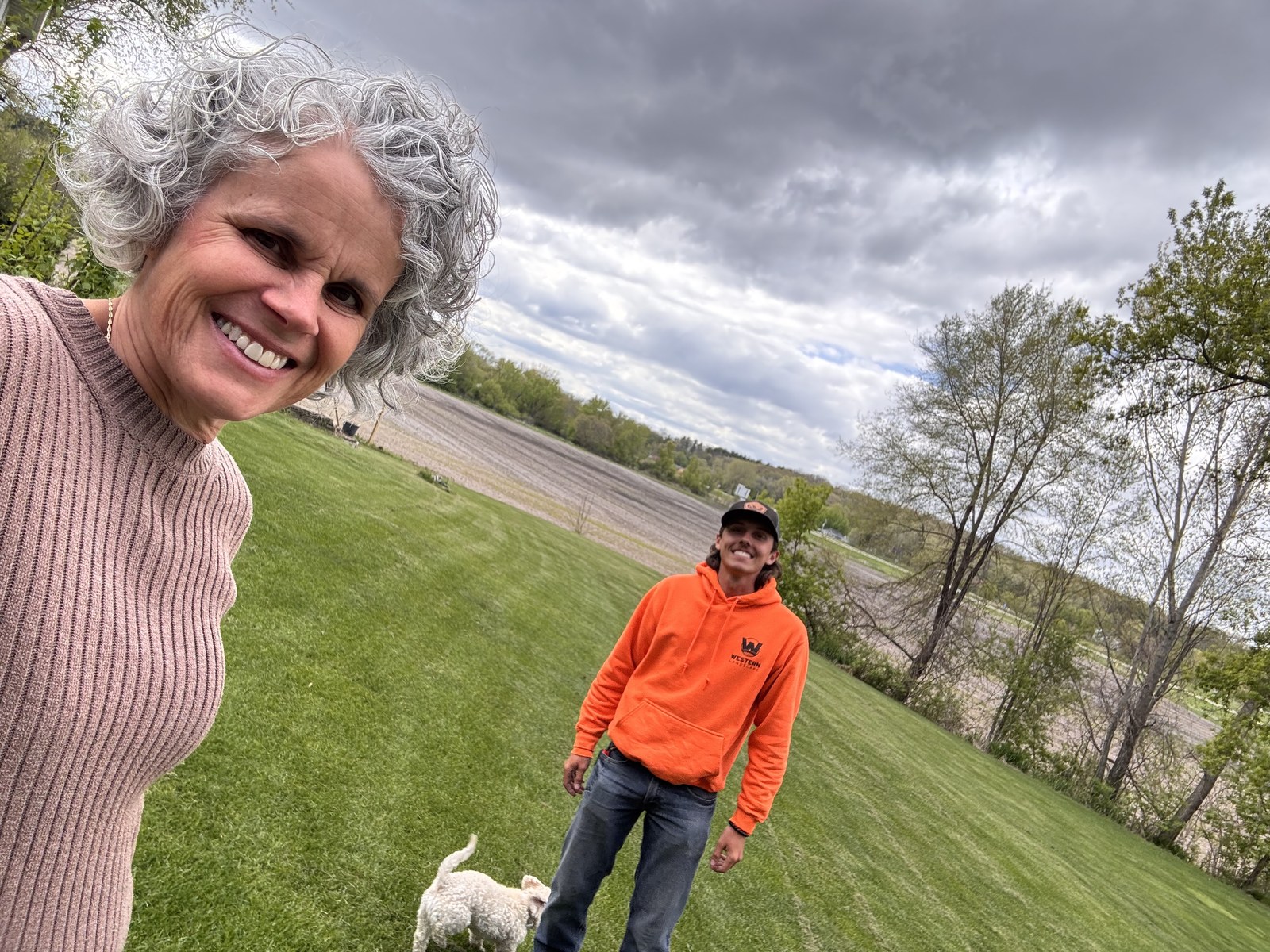 Happy Dane County customer with the Western Landscape crew